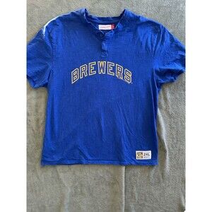 Mitchell And ness Milwaukee Brewers Men’s Vneck 2XL Blue Shirt